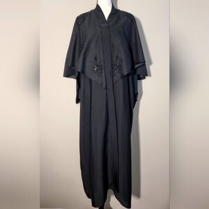 Very elegant black dress/abaya with embroidered cape